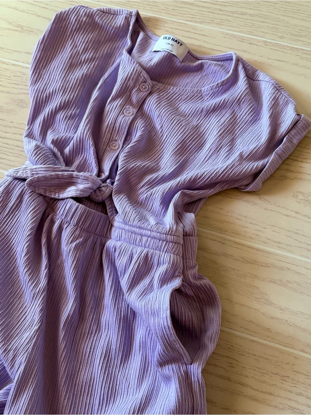 Old Navy Lilac Ribbed Tie-Waist Jumpsuit Girls Size Large 10/12